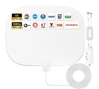 2026 Newest Freeview Indoor TV Aerial,600KM Range Digital HDTV Aerial with Amplifier Signal Booster,High Gain Stronger Reception TV Aerial with 33ft/10M Coax Cable,4K 1080P TV Tuner DVB-T TV Radio