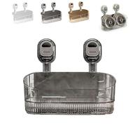 2026 NoDrill Bathroom Suction Storage Box ge Capacity WallMounted Orga with Strong Load Bearing & Drain Holes MultiFunctional Bathroom Rack (Gray)