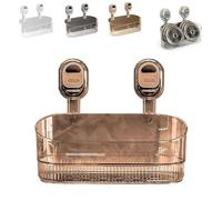 2026 NoDrill Suction Storage Box ge Capacity Bathroom Orga Strong LoadBearing WallMounted Rack with Drain Holes MultiFunctional Home Storage (Gray/Gold)