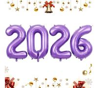 2026 Number Balloons for New Years Eve Party Supplies 2026|Class of 2026 Graduation Decorations|Giant 2,0,2,6 Foil Mylar Balloons for NYE & Grad Party Photo Booth Backdrop (Purple, 32 Inch)