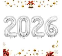 2026 Number Balloons for New Years Eve Party Supplies 2026|Class of 2026 Graduation Decorations|Giant 2,0,2,6 Foil Mylar Balloons for NYE & Grad Party Photo Booth Backdrop (Silver, 16 Inch)
