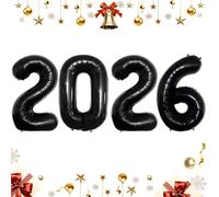 2026 Number Balloons for New Years Eve Party Supplies 2026|Class of 2026 Graduation Decorations|Giant 2,0,2,6 Foil Mylar Balloons for NYE & Grad Party Photo Booth Backdrop (Black, 16 Inch)