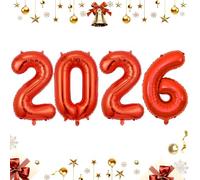 2026 Number Balloons for New Years Eve Party Supplies 2026|Class of 2026 Graduation Decorations|Giant 2,0,2,6 Foil Mylar Balloons for NYE & Grad Party Photo Booth Backdrop (Red, 32 Inch)