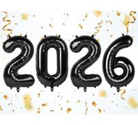 2026 Number Black Balloons, Happy New Year 2026, 40 Inch Balloon for New Years Eve Decorations & Graduation Decoration Party Supplies, 2 6 20 26 Birthday Parties