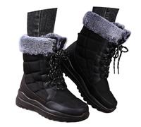2026 Office Women Women's Mid Calf Winter Boots Slip Hiking Wellies Suede Lightweight Cold Weather Rainy Days Biker Chunky Lug Sole Zip Buckle (6) Black