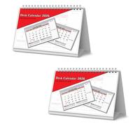 2026 One Month to View UK Stand Alone Desk Office Table Calendar Planner by Arpan (Red - Pack of 2)