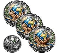 2026 One World • Peace Over War - 2026 Peace Coin, Peaces Over War Coin, One World Humanity First Inspirational Collectible Gift for Peaces Lovers, Activists & Collectors (3PCs)