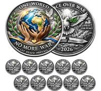 2026 One World • Peace Over War - 2026 Peace Coin, Peaces Over War Coin, One World Humanity First Inspirational Collectible Gift for Peaces Lovers, Activists & Collectors (10PCs)