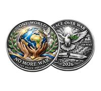 2026 One World • Peace Over War - 2026 Peace Coin, Peaces Over War Coin, One World Humanity First Inspirational Collectible Gift for Peaces Lovers, Activists & Collectors (1PC)