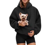 2026 Oversized Hooded Sweatshirt With Pocket Front Carry Pouch For Small And Cats (Black, XXL)