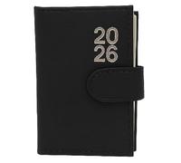 2026 Page a Day A7 Diary Soft Leather Feel Pocket Size Journal With Pen Gift (Black)