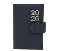 2026 Page a Day A7 Diary Soft Leather Feel Pocket Size Journal With Pen Gift (Blue)