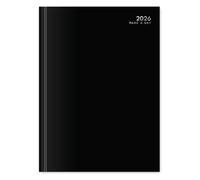 2026 Page-a-Day or Week-to-View Diary - Hardback Case-Bound, A4/A5/A6 or Pocket - Premium Desk Planner (Black, A4 Page a Day (Full Pg Wknd))