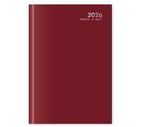 2026 Page-a-Day or Week-to-View Diary - Hardback Case-Bound, A4/A5/A6 or Pocket - Premium Desk Planner (Burgundy, A5 Page a Day)