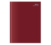 2026 Page-a-Day or Week-to-View Diary - Hardback Case-Bound, A4/A5/A6 or Pocket - Premium Desk Planner (Burgundy, A4 Page a Day (Full Pg Wknd))