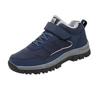 2026 Pair Models Men's Winter Plus Velvet Warm Medium Older Lightweight Casual Comfortable Non-Slip Outdoor Walking Snow Boots Shoes, darkblue, 9 UK