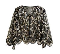 2026 Party Costume 1920s Sequin Beaded Shawl Wraps Women's Flapper Wedding Cape Cover Up For