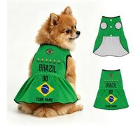 2026 Personalised Dog Clothes with Name Number, Lightweight Sleeveless Dog Shirt Football Jersey, Button Closure Pet Dress Costume for Small Medium Dogs