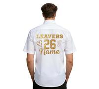 2026 Personalised School Leavers Shirt, Graduation Apparel, Custom Name Year Gift, Classic Leaver Keepsake Design, Comfortable Lightweight Button Down Gold