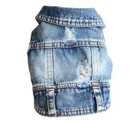 2026 Pet Outfit Denim Vest in Distressed with Ripped Detail. Fancy Fashion Style for Small to Medium Dogs Cats Adjustable Neck Straps at the Waist. Durable (Sky Blue