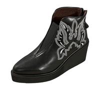 2026 Petite Women Women's Autumn and Winter Heels with Chelsea Boots Ankle Block Heel Easy On Dog Walking Commute, Office Western Cowboy Knee High Faux Leather (2) Black