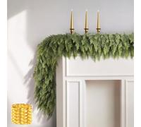 2026 Pine Garland - 180cm, Artificial Christmas Garland, Real Touch Cedar Garlands, for Mantle, Wall, Stairs, Table, Railings, Outdoor, Indoor Christmas Decorations(A)