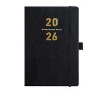 2026 Planner, 2026 Calendar Planner Weekly And Monthly, Jan- Dec2026, 365 Days Daily Planners Notebook, With Tabs, A5 Size, Pu Material, 7mm Thick Paper, for Home Office Journal Organizer (Black)