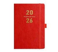 2026 Planner, 2026 Calendar Planner Weekly And Monthly, Jan- Dec2026, 365 Days Daily Planners Notebook, With Tabs, A5 Size, Pu Material, 7mm Thick Paper, for Home Office Journal Organizer (Red)