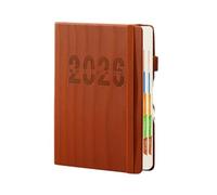 2026 Planner JAN. - DEC. Daily Weekly Monthly Calendar A5 Size With Faux Leather Cover For Business Student(Brown)