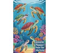 2026 Planner Pocket Size: Turtle themed Cover Daily Weekly Diary 12 Month Calendar Vision Mission Board Contact Address Organizer Goals Notes