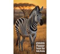 2026 Planner Pocket Size: Zebra Cover Daily Weekly Diary 12 Month Calendar Vision Mission Board Contact Address Organizer Goals Notes