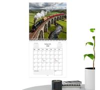 2026 Planner - Steam Locomotives Calendar 2026 | Monthly Wall Planner January to December Appointment Planner with Steam Nostalgic Patterns for Decoration De