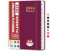 2026 Planner, Weekly and Monthly Planner, January 2026 - December 2026, Hardcover 2026 Calendar Planner Book with Tabs For Women & Men, Inner Pocket, Spiral Bound, Perfect for Office Home School