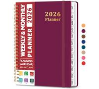 2026 Planner, Weekly and Monthly Planner, January 2026 - December 2026, Hardcover 2026 Calendar Planner Book with Tabs For Women & Men, Inner Pocket, Spiral Bound, Perfect for Office Home School