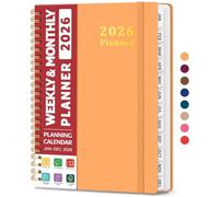 2026 Planner, Weekly and Monthly Planner, January 2026 - December 2026, Hardcover 2026 Calendar Planner Book with Tabs For Women & Men, Inner Pocket, Spiral Bound, Perfect for Office Home School