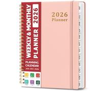 2026 Planner, Weekly and Monthly Planner, January 2026 - December 2026, Hardcover 2026 Calendar Planner Book with Tabs For Women & Men, Inner Pocket, Spiral Bound, Perfect for Office Home School