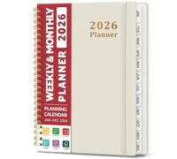 2026 Planner, Weekly and Monthly Planner, January 2026 - December 2026, Hardcover 2026 Calendar Planner Book with Tabs For Women & Men, Inner Pocket, Spiral Bound, Perfect for Office Home School
