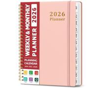 2026 Planner, Weekly and Monthly Planner, January 2026 - December 2026, Hardcover 2026 Calendar Planner Book with Tabs For Women & Men, Inner Pocket, Spiral Bound, Perfect for Office Home School