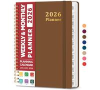 2026 Planner, Weekly and Monthly Planner, January 2026 - December 2026, Hardcover 2026 Calendar Planner Book with Tabs For Women & Men, Inner Pocket, Spiral Bound, Perfect for Office Home School