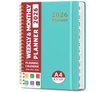 2026 Planner, Weekly and Monthly Planner, January 2026 - December 2026, Hardcover 2026 Calendar Planner Book with Tabs For Women & Men, Inner Pocket, Spiral Bound, Perfect for Office Home School