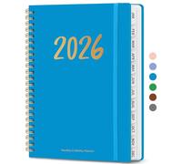 2026 Planner - Weekly and Monthly Planner, January 2026 to December 2026, Spiral Bound 2026 Calendar Planner Book, Inner Pocket, Perfect for Office Home School Supplies - A5 (6.3" x 8.5"), Azure Blue
