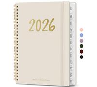 2026 Planner - Weekly and Monthly Planner, January 2026 to December 2026, Spiral Bound 2026 Calendar Planner Book, Inner Pocket, Perfect for Office Home School Supplies - A5 (6.3" x 8.5"), Beige