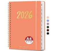 2026 Planner - Weekly and Monthly Planner, January 2026 to December 2026, Spiral Bound 2026 Calendar Planner Book, Inner Pocket, Perfect for Office Home School Supplies - A4 (8.5" x 11"), Coral