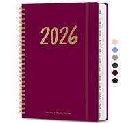 2026 Planner - Weekly and Monthly Planner, January 2026 to December 2026, Spiral Bound 2026 Calendar Planner Book, Inner Pocket, Perfect for Office Home School Supplies - A5 (6.3" x 8.5"), Crabberry