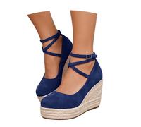 2026 Platform Dance Shoes for Women, Chunky Bridal Shoes with Straps, Traditional High Heels, Elegant Comfortable Holiday Shoes with Heel for October, blue, 4 UK
