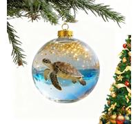 2026 Playful Animal 3D Glass Ball Decorations,2026 Wildlife Wonders Collection Birds Crystal Glassball Ornament,Marine & Forest Life Glass Christmas Ornaments Balls Winter Holiday (Sea Turtle)