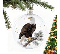 2026 Playful Animal 3D Glass Ball Decorations,2026 Wildlife Wonders Collection Birds Crystal Glassball Ornament,Marine & Forest Life Glass Christmas Ornaments Balls Winter Holiday (Bald Eagle)