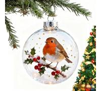 2026 Playful Animal 3D Glass Ball Decorations - Wildlife Wonders Collection (Birds, Marine & Forest Life), Crystal Christmas Ornament Balls for Winter Holiday (Robin)