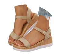 2026 Plus Size Thick Soled Sandals: European Style Heels With Crisscross Straps And Buckle Closure