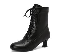 2026 Plus Size Women Women's Fashion Round Toe Low Heel Hiking Boots Rain Easy Clean Leather Dog Walking Rainy Days Wide Fit Chelsea Comfy Cushioned Insole (4) Black